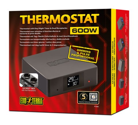 Exo Terra 600 Watt Thermostat with Day/Night Timer & Dual Sockets